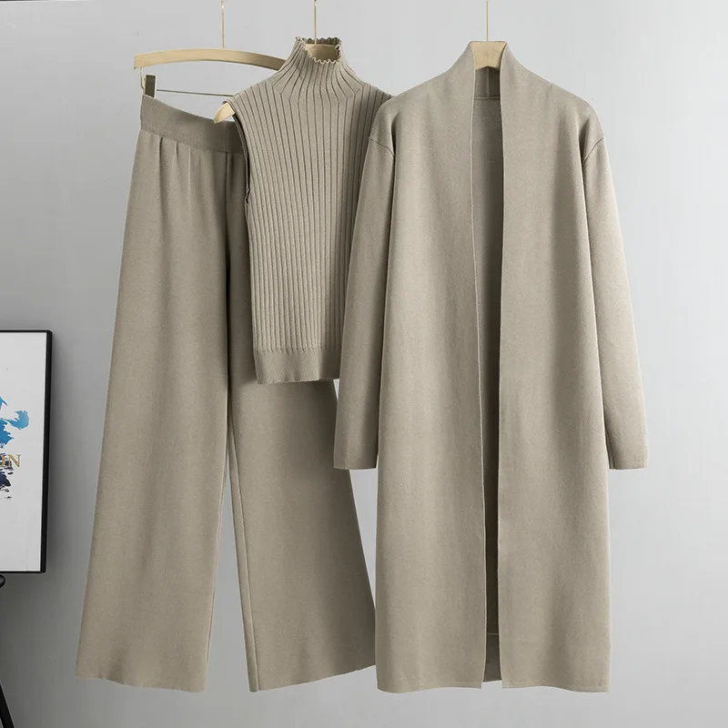 Boutique Wholesale 2026 Autumn Lazy Temperament Knitted Sleeveless Vest Sweater Cardigan Casual Pants Women's Set