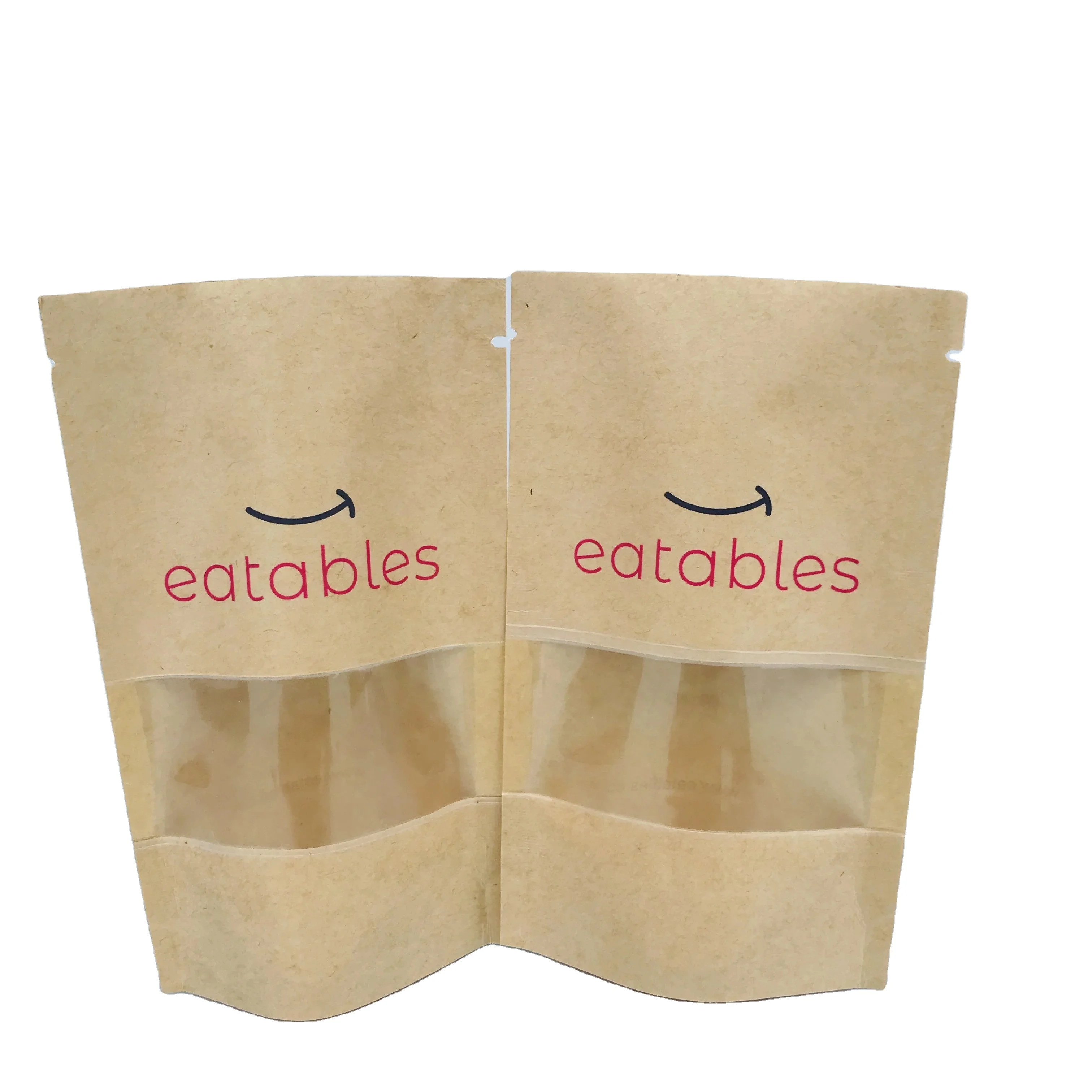 

matte finish stand up pouch ziplock kraft paper packaging bags