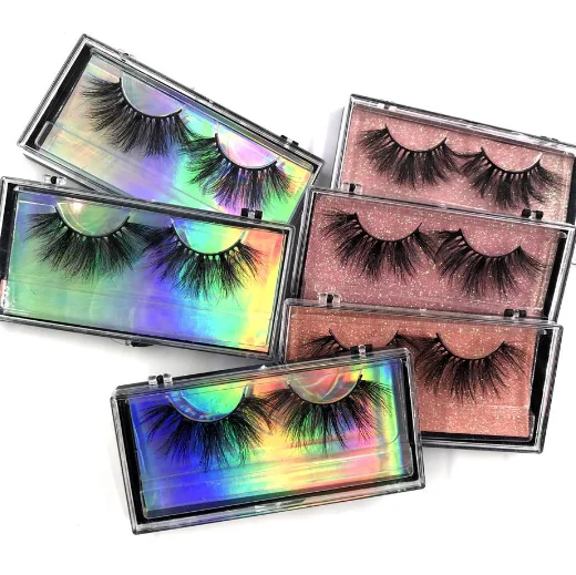 

Free Sample custom eye lashes case packaging mink lashes, wholesale cheap fluffy 5d mink eyelashes, Black color