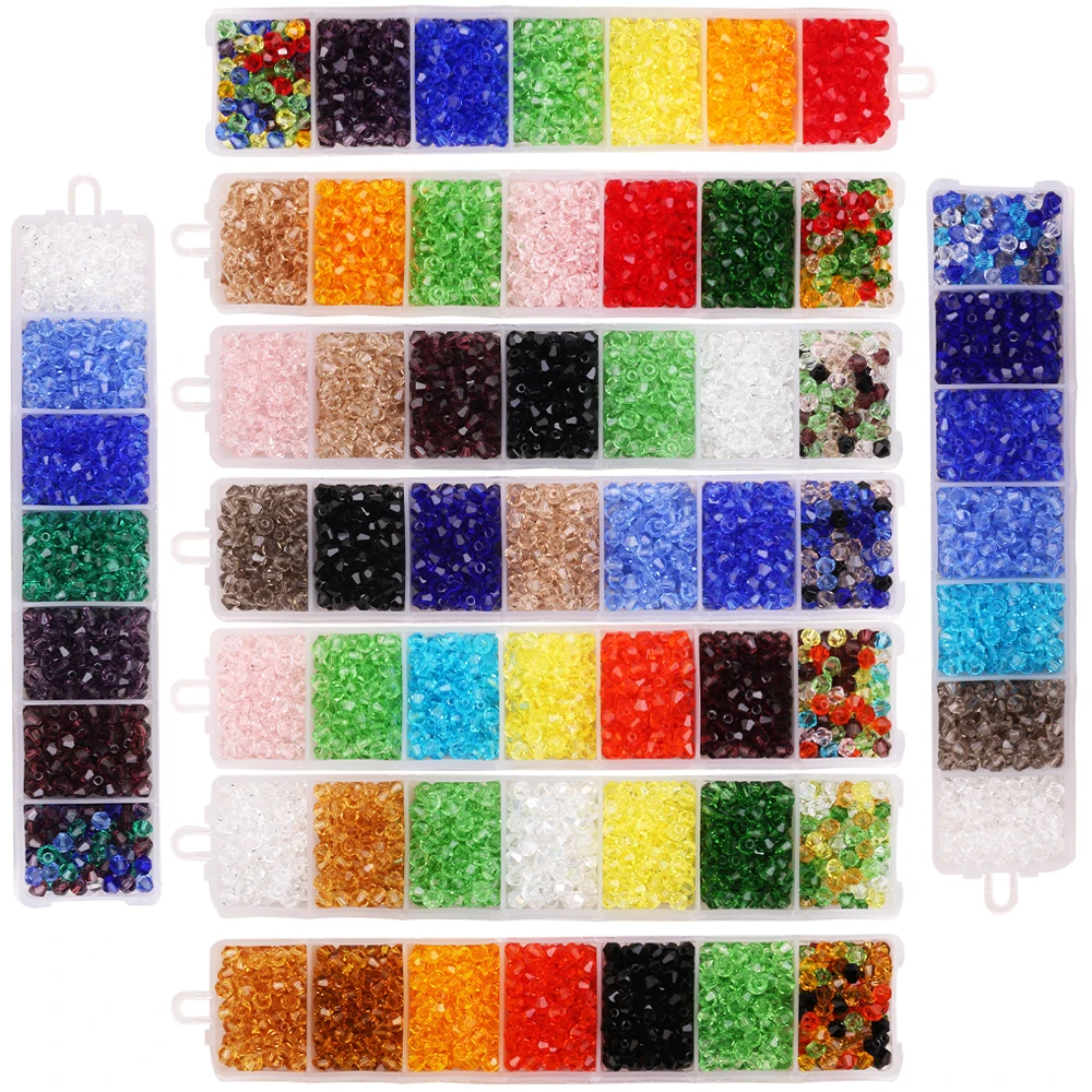 

Faceted Bicone Glass Beads For Jewelry Making 4MM Czech Crystal Loose Beads Box Set For DIY Needlework Accessories 700pcs/box