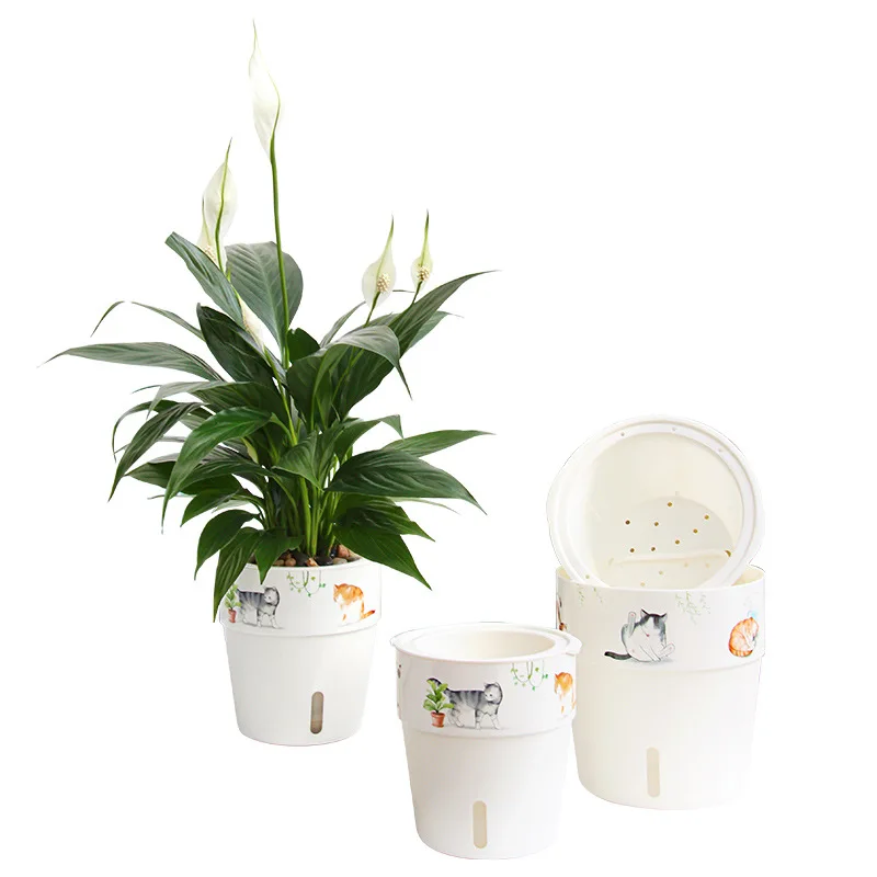 

Recommend Hand-Painted Lovely Creative Lucky Cat Plastic Lazy Flower Pot Self Watering Plant Pot, Customized color