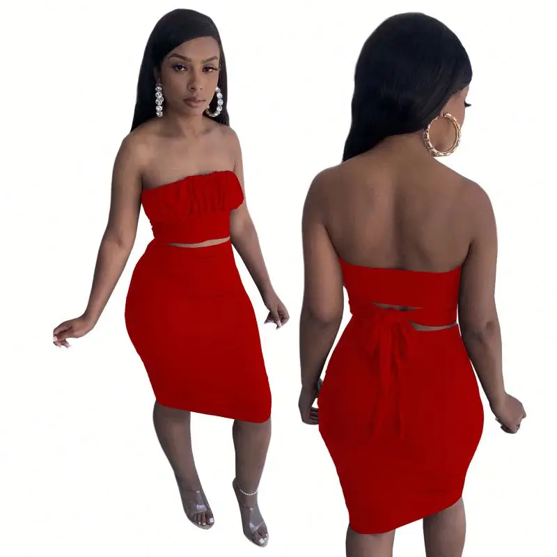 

Highly Recommended Decorous summer two piece skirt set 2021 new two piece set skirt and top