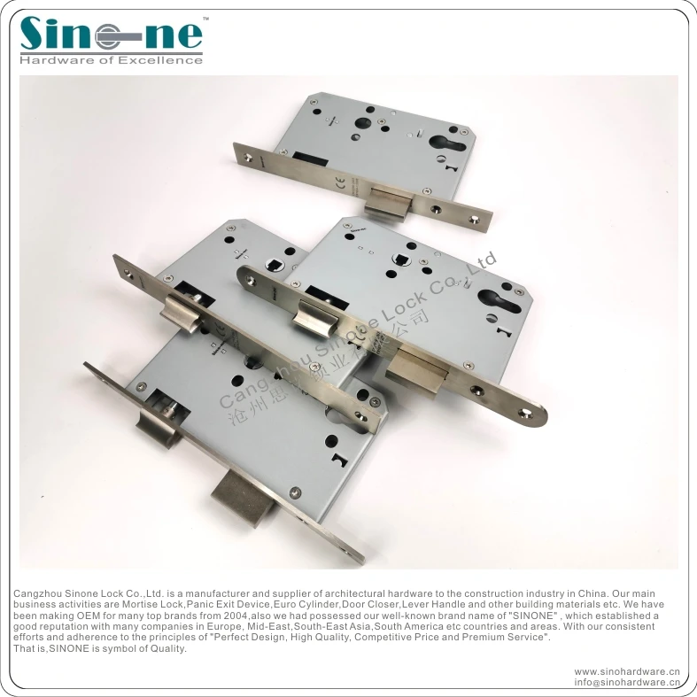 70mm Backset Euro Fire Rated Mortise Latch Bolt Lock Body For Passage