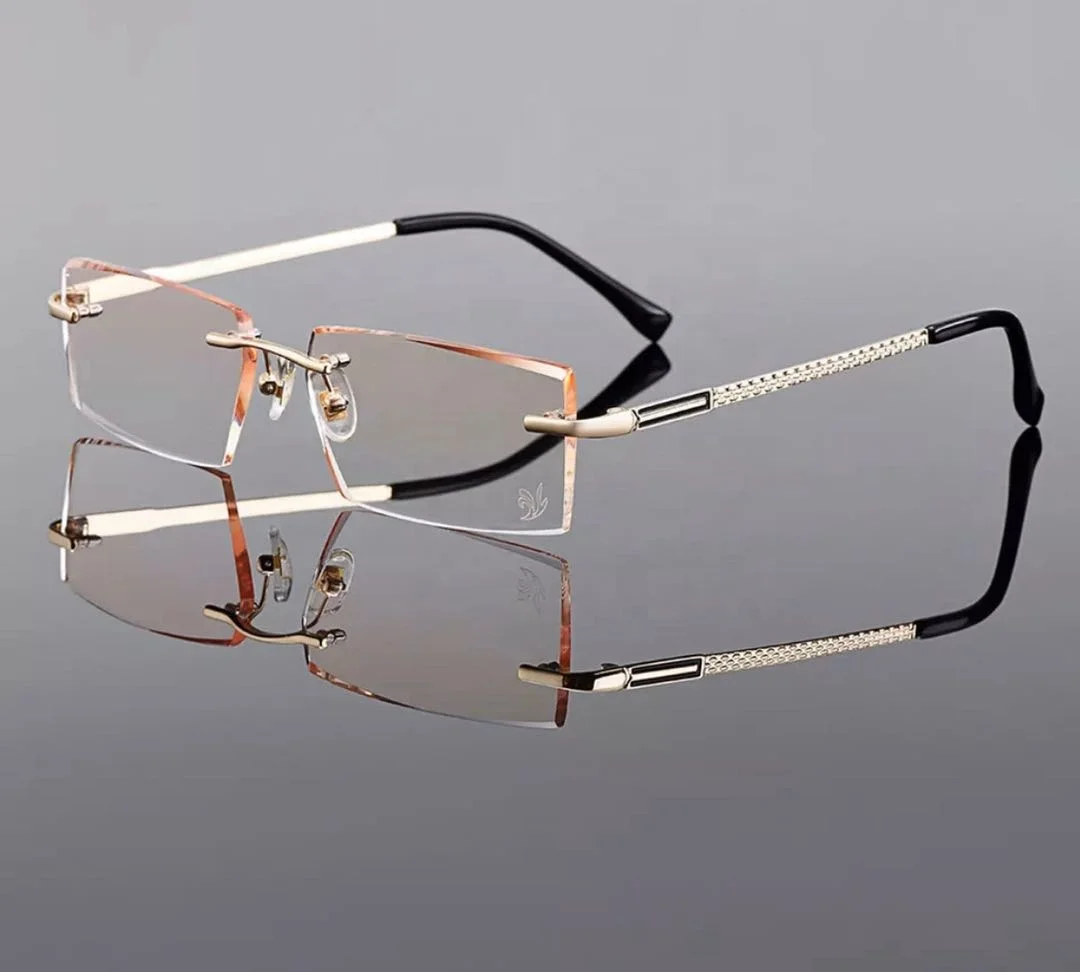 

men optical frames rimless optics lens eye glasses blue light diamond cutting, 4 colors