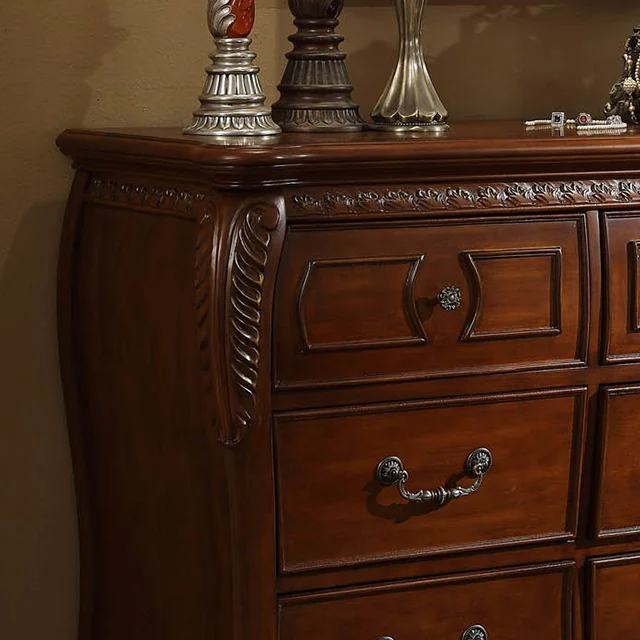 
E221Bedroom Luxury Classic Dressing Table American Antique Solid Wood Chest Drawer 