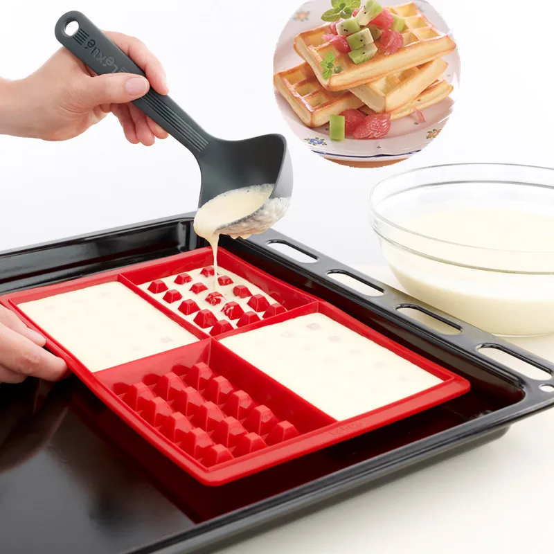 

Silicone Waffle Biscuits Cake Baking Molds 4 cavities Biscuits mold tray for Waffles baking