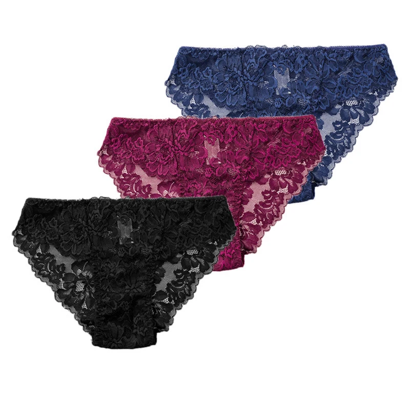 

Custom Logo Girls Plus Size Panty Underwear Sexy Transparent Brief Custom Women Lace Panties