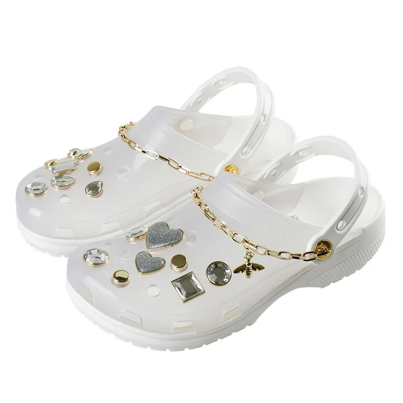 

New Arrivals Summer Women Slippers Shoes Rhinestone Heart Charms Clogs Platform Sandals Ladies Transparent Clogs Shoes, Requirement