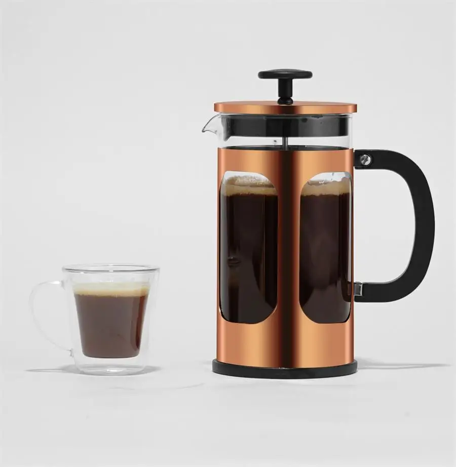 

Hot Selling Manual Rose gold Hotel 304 stainless steel French Press Coffee Maker