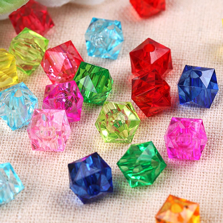 

8/10/12mm 500g Transparent Faceted Square Plastic Beads with Holes Wholesale Colourful Clear Acrylic Beads for Jewelry Making