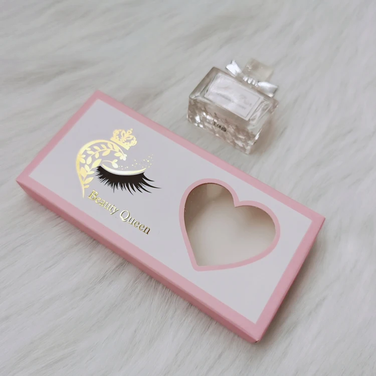 

Full Strip Lashes mink eyelash Pink heart-shaped cute sweet bronzing custom packaging box lash boxes, Natural black