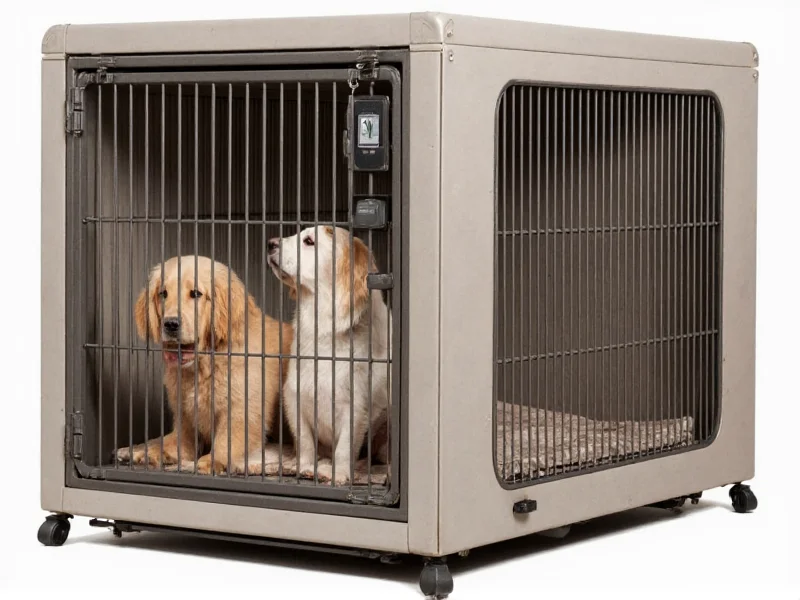 Dog crate with top access door and thermometer