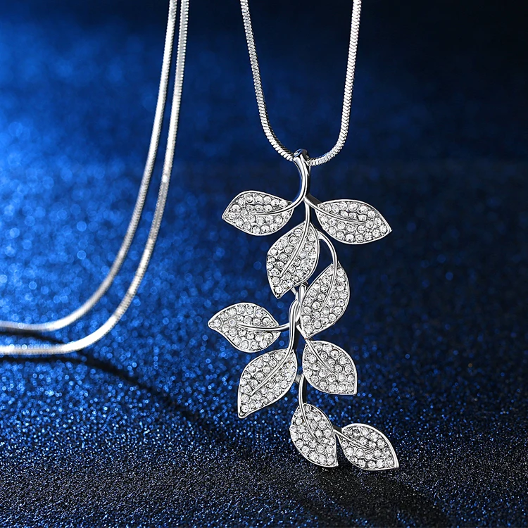 

2021 best seller silver-plated lady pendant leaf necklace
