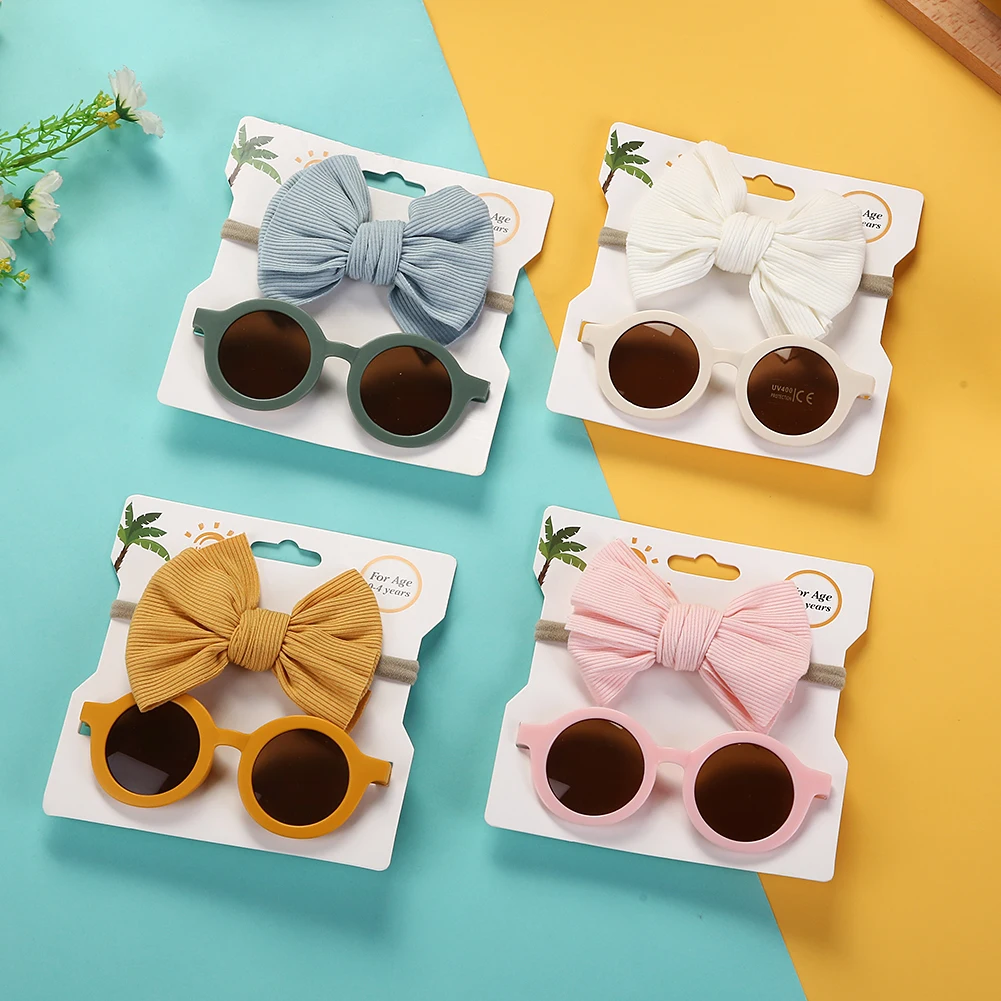 

171 Kids sunglasses new style baby girl Headbands UV protected 1set 2 pcs with Headbands children's sunglasses