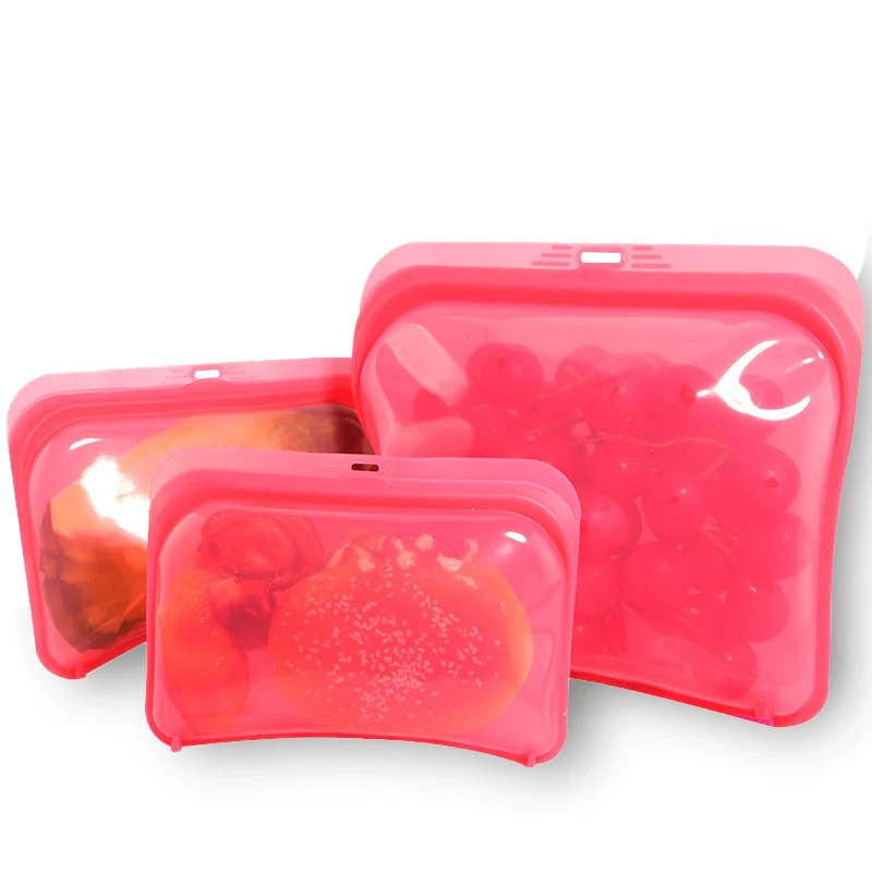 

Wholesale Food Grade Leak Proof Fresh Zip Lock Reusable Food Silicone Pouch