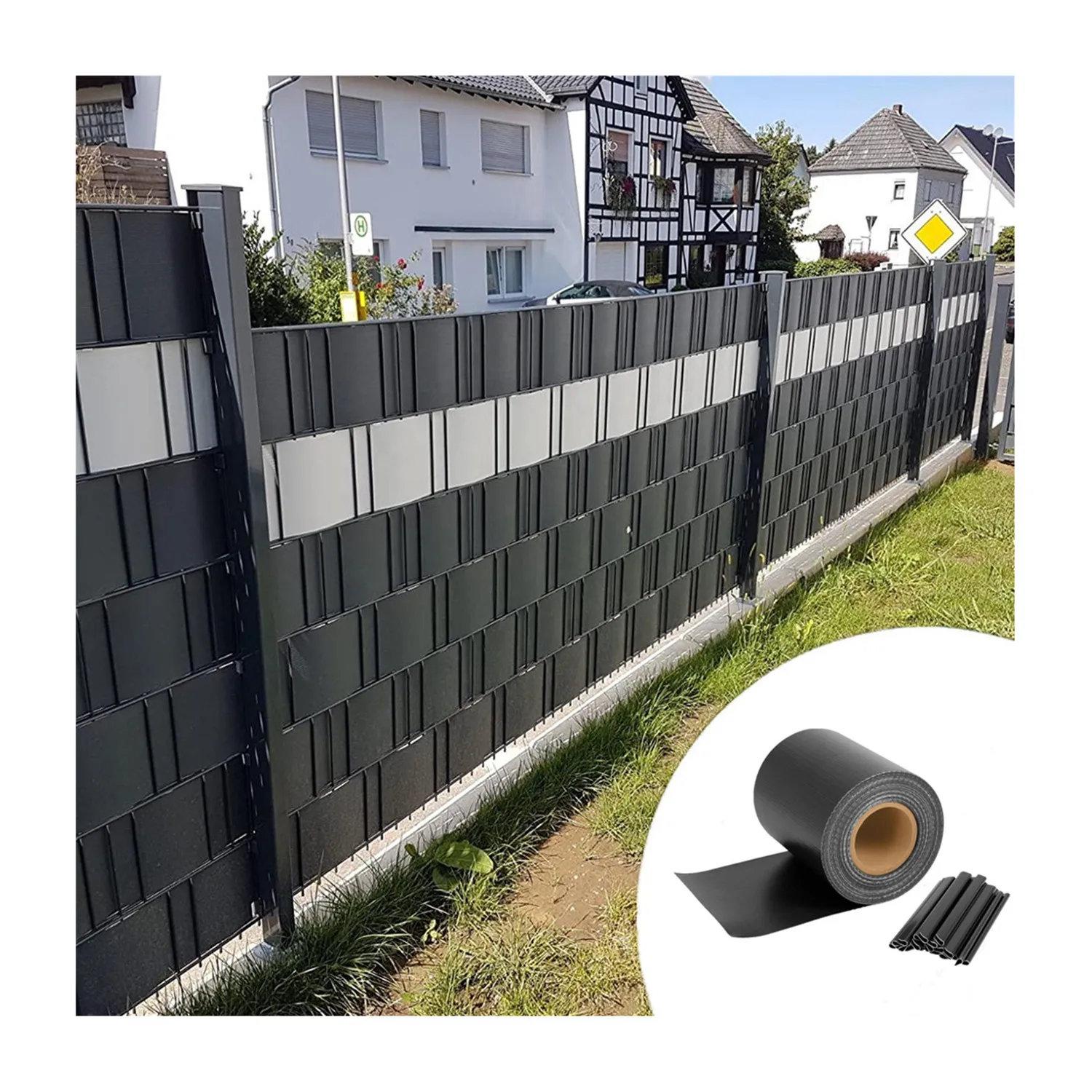 

DIY Easy Installation UV Resistance 450gsm 19cm*35m with 20 Clips PVC Screen Fence Tape for Privacy Garden Fence Decoration