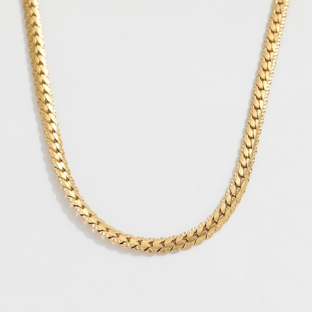 Joolim 18k Gold Plated PVD  Herringbone Chain Choker Necklace Stainless Steel Necklace