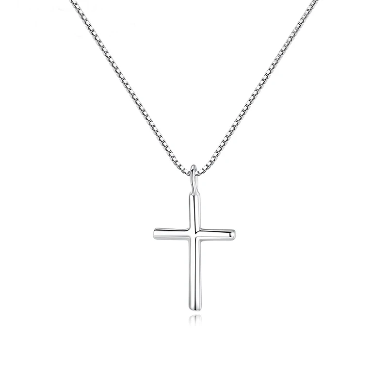 

925 Sterling Silver Jewelry Smooth Cross Pendant Necklace for Women Necklace Wholesale, Silver color or customized color