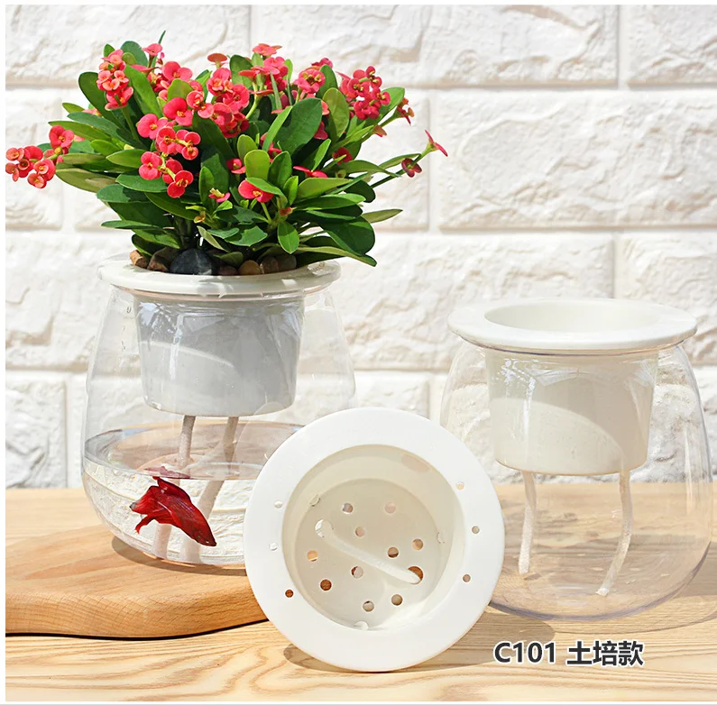 

Amazon Top Seller 2020 Aquaponics Growing Systems Roots Water Garden Betta flower pot, Transparent