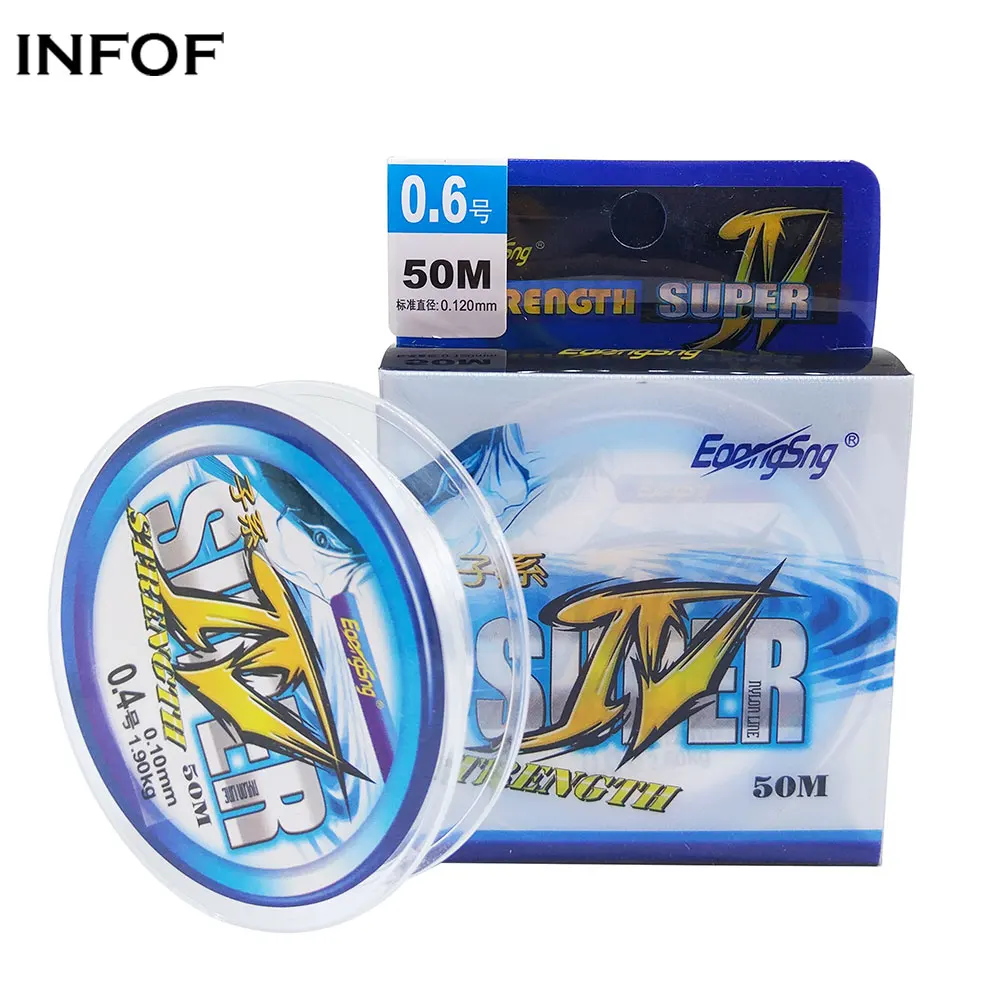 

Free Shipping 100pcs 50m/100m Nylon Fishing Line Monofilament Lines Carp Wire Leaders Line Extra Strong 0.2-8.0