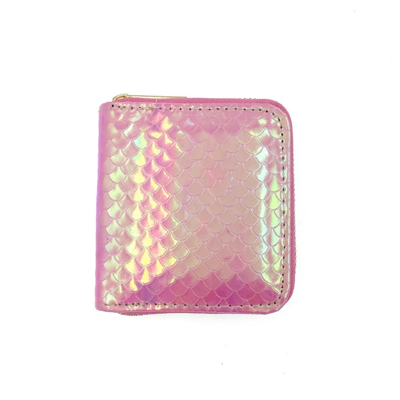 

Embossed Mermaid pattern PU single zipper bag girls small purse ladies handbags mini short bag women wallet