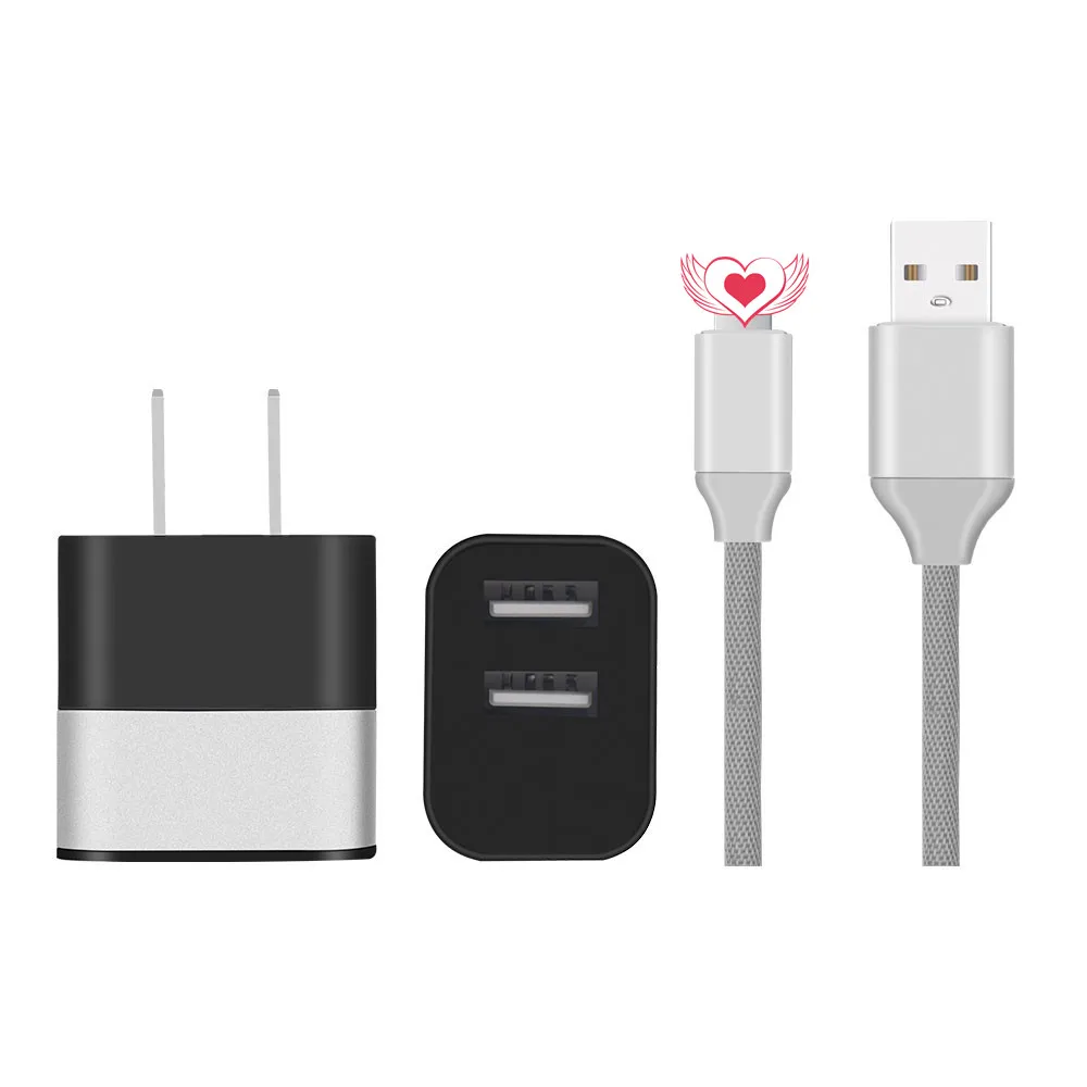 
USB Wall Charger 2.4A ETL Listed Travel Wall Plug with 3FFT Nylon USB Type A to C Cable  (62375232006)