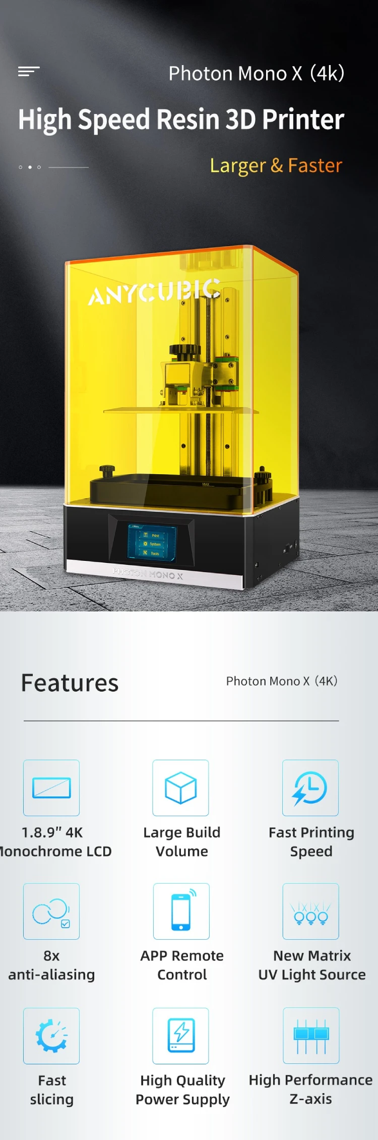 New Product Anycubic Photon Mono X 4k Lcd Resin 3d Printer Remote Control And Large Build Volume 192 L 1 W 245 H Mm Buy Impressora 3d 3d Printer Resin Large 3d Printer Product On Alibaba Com