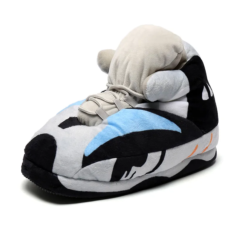 

Gray blue Men Women Winter Warm Pantunflas Funny Fuzzy Plush Slipper Sneakers