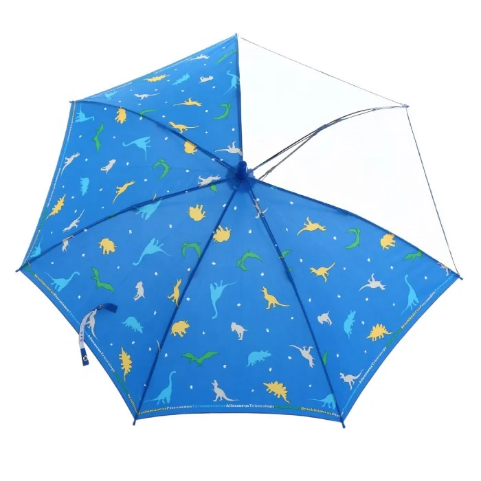 Dinosaur Pattern Light And Durable Fiberglass Bone Kids Umbrella  With 2 Pieces Transparent  Good Visibility | made to order