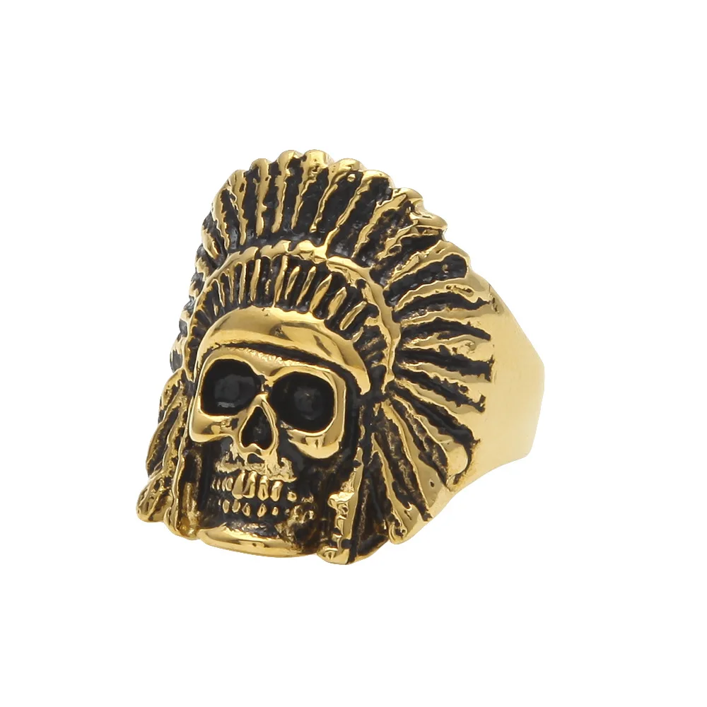 

Retro Hip Hop Series Indian Chief Finger Rings Vintage Rings Skull Rings, Pure color (picture color)