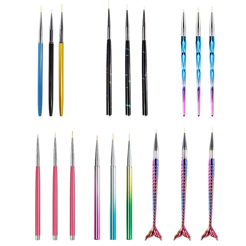 

Professional mermaid nail liner brush holder pen nail design UV gel polish colorful nail art brush set, 13 colors