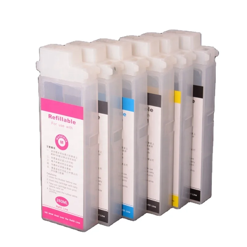 Ocbestjet 6 Colors 260ML Per PC PFI 120 Empty Refillable Ink Cartridge With Chip for Canon TM-200 205 300 305 Printer