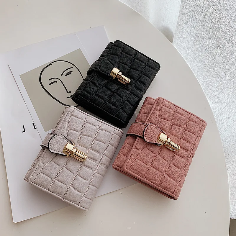 

2020 fashion Crocodile women Short section wallet with cards Ladies Coin leather Purse mini bag, Pic