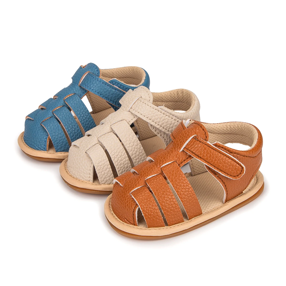 

New arrive rubber soled footwear Non-slip bottom 0-18 months baby infant boy girlsummer baby sandals, Beige,blue,brown