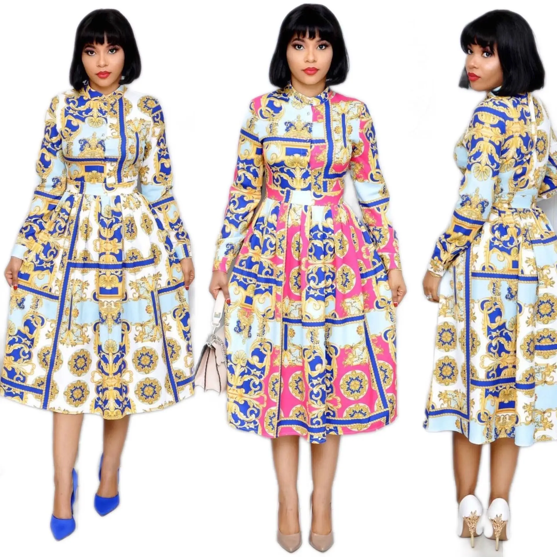 

European and American African ladies 2020 fashion dress Hot African Pretty dresses women lady elegant, As showed