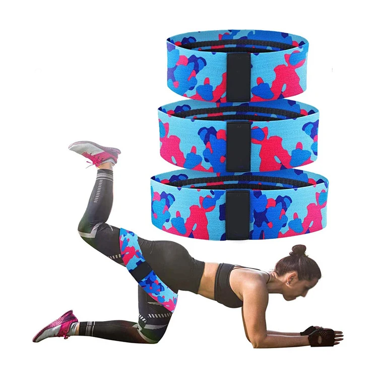 

Butt Set Exercise Fitness Loops Hip Thigh Glute Bands Non Slip Fabric Resistance Band, Camouflage