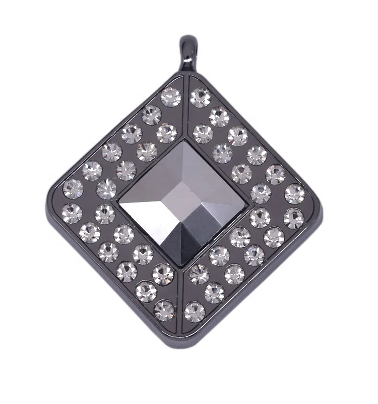 

CY38 stainless steel material natural lava stone negative ion quantum pendant necklace with Zircon to promote sleep, Silver color