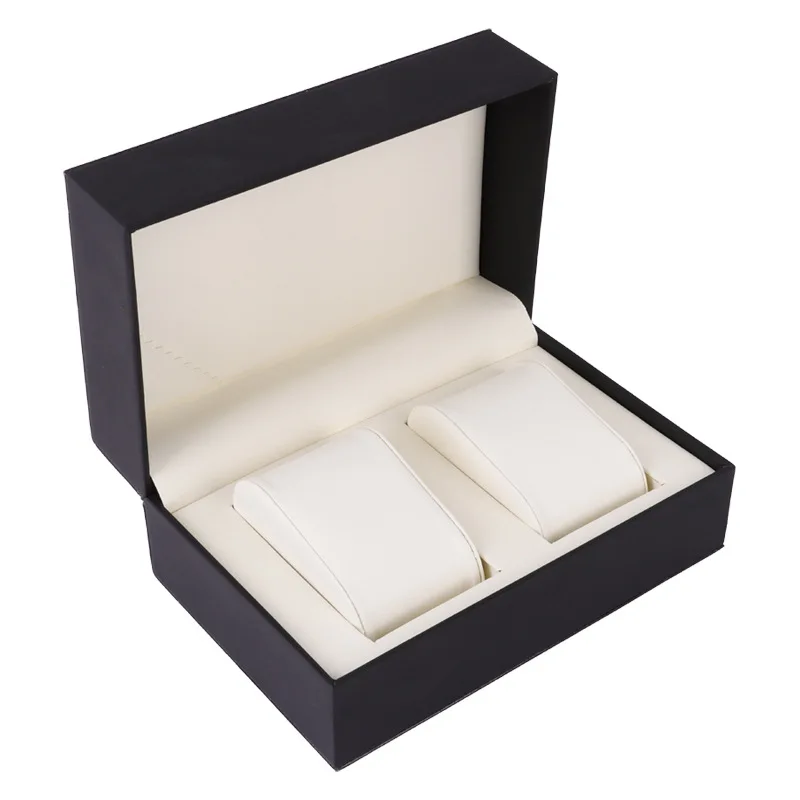

Professional manufacturer wholesale lovers' watch boxes watch packing PU leather watch storage box packaging boxes, Black