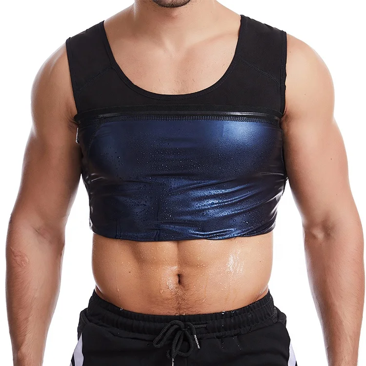 

Wholesale Body Shaper Workout Slimming Weight Loss Tank Top PU Sauna Vest for man, Black