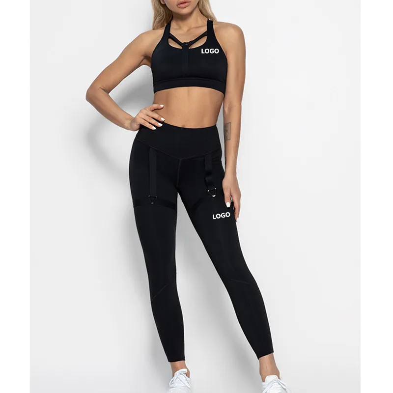 

Weekly Deals Top-ranking suppliers high waist woman butt lifting yoga pants leggings with sports bra set, Sports tracksuit 2 colors
