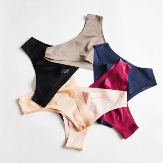 
Ladies One Piece No Trace Women Seamless Underwear Satin Tanga Panties 