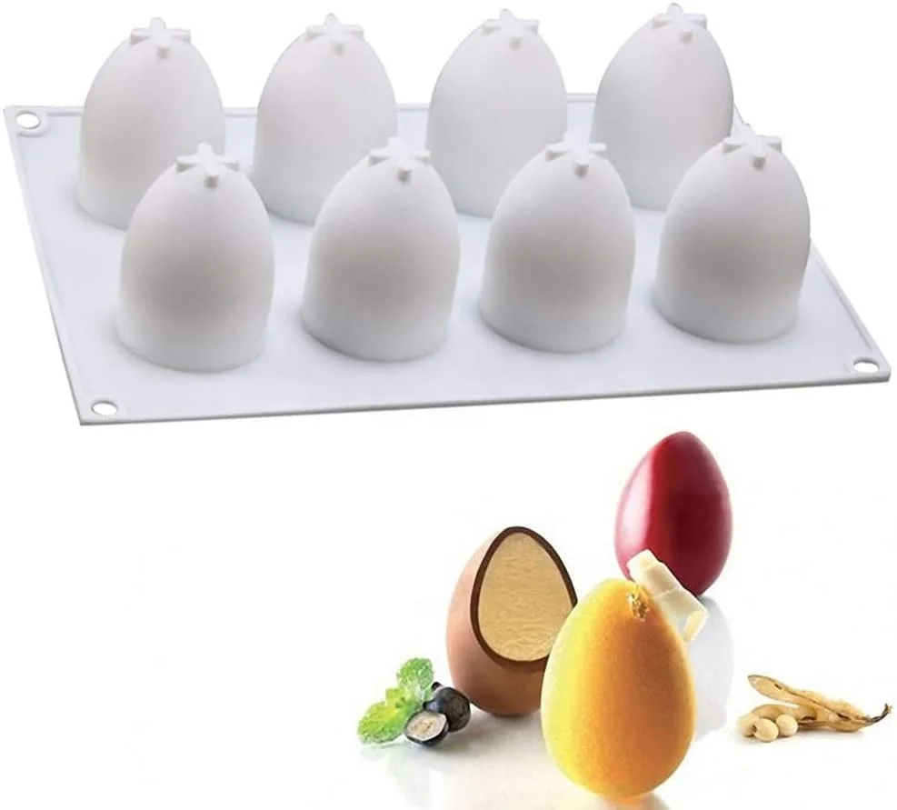 

Easter Silicone Mold Baking 3D Easter Egg Shape for Chocolate Jello Mold French Mousse Dessert Cake Decoration (8 Cavity)