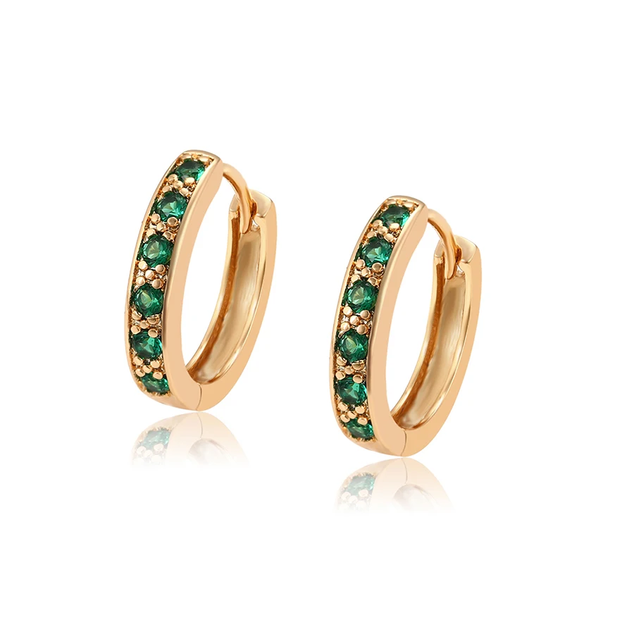 

S00013956 xuping original design green gem 18 k gold plated hoop earrings