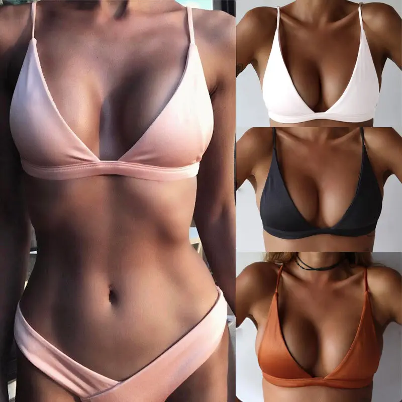 

2017 New Sexy Bikinis Women Swimsuit High Waisted Bathing Suits Swim Halter Push Up Bikini Set Padded Bra Bralette Swimwear OEM