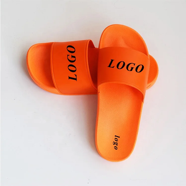 

wholesale good quality embossed logo customize slides, outdoor eva sliders slippers custom pvc orange slide sandal with logo, Blank
