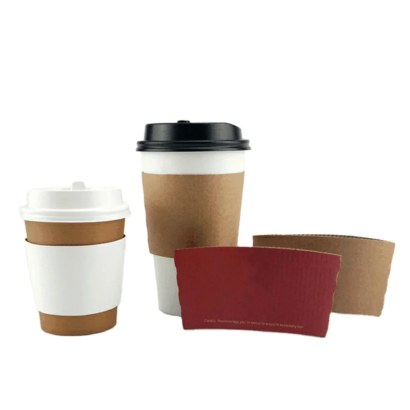 

Wholesale custom logo 4oz-16oz disposable coffee cup sleeves for hot drinks paper corrugated cup from source factory