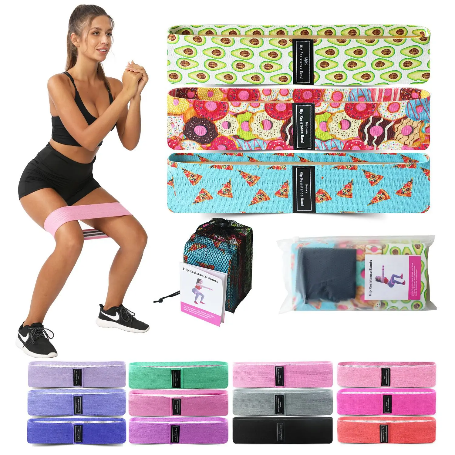 

Resistance Exercise Fabric Bands Set Non-Slip Booty Workout Fitness Training Bands Legs Butt Gym Equipment for Home Bodybuilding