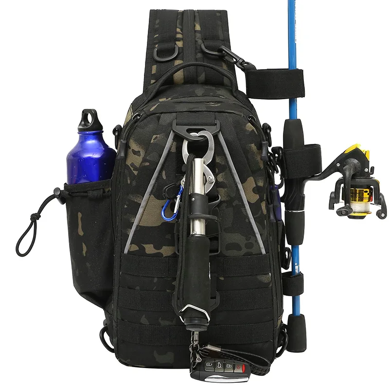 

Single and double shoulders tactical crossbody chest bag for large capacity outdoor travel back rod fishing tackle bag