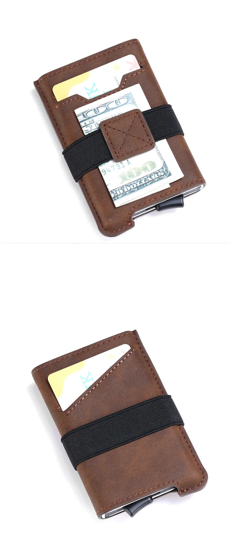 Billetera RFID tarjetero de aleación de aluminio estuche de tarjeta emergente