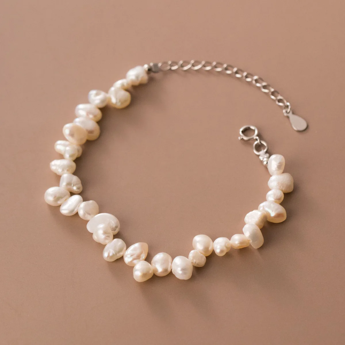 Fine Jewelry Bracelets 925 Sterling Silver Baroque Pearls Small Bead Gold Plated Friendship Bracelets Women Luxury